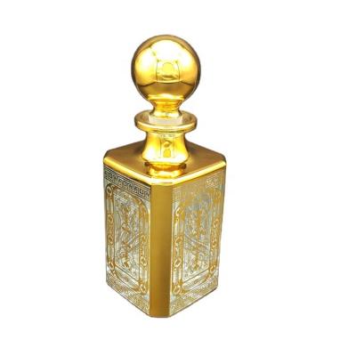 China Personal Care 250ML 450ml Stock Gold Diffuser Glass Silver UV Etch Coating Bottle for sale