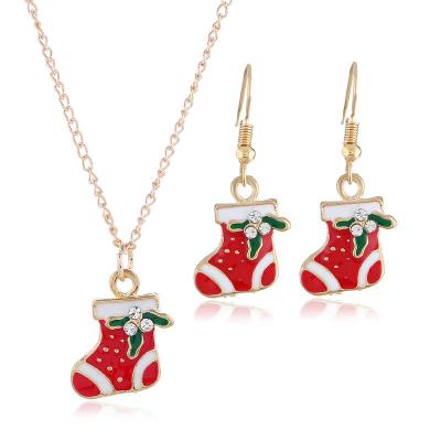 China Cute Jachon Necklace Christmas Cute Shoes Drop To Dangle Earrings Necklace Jewelry Pendant Necklace Set for sale