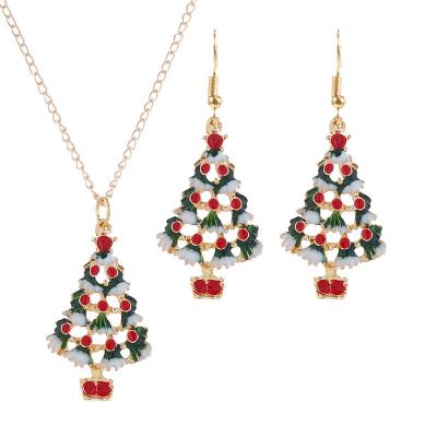 China FASHION Cute Jachon Christmas Tree Earring Christmas Necklace Festival Gift Jewelry Set For Women for sale