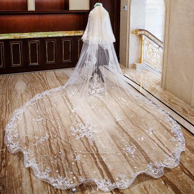 China Soft touch Jachon style lace wedding along hot fashion bridal veils veil bridal hair accessories wholesale for sale