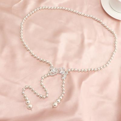 China FASHIONABLE Chain Belt Imitation Dress Waist Pearl Jachon Decorative Body Jewelry For Women Party Daily Wedding for sale