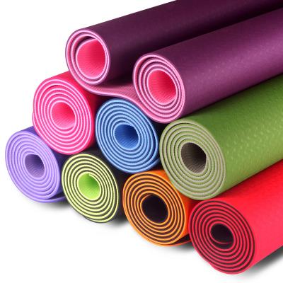 China Environmental protection two-color tasteless non-slip non-slip exercise mat 6 millimeter yoga strip yoga mat for sale