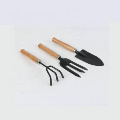 China 3Pcs/Set Wooden Handle Mini Fork Shovel Rake Garden Tool Kit for sale