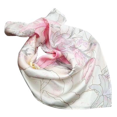 China Fashion Popular High Quality Flower Printed Scarf 100% Natural Silk Scarf For Ladies for sale