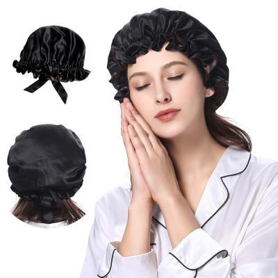 China Wholesale Luxury European and American style silk turban hair bonnet for sleep fashion simple mulberry dyed 100% silk bonnets for sale