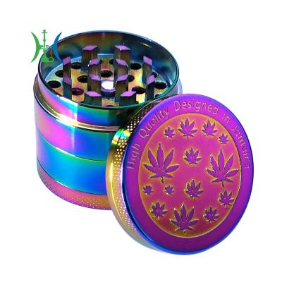 China Metal 40mm Smoking Leaf Pattern Vanilla Grinding Mill Accessories Exquisite Tobacco Grinder Carved 4 Layers Metal for sale