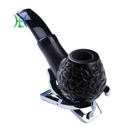 China Rustic Acrylic Ebony Wood Tobacco Pipe With Bent Handle Solid Wood Sandalwood Smoke Set For Pipe for sale