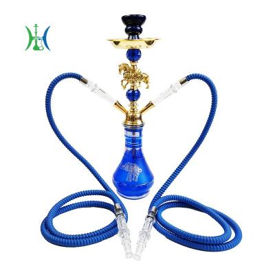 China Glass+alloy Hookah Arabian Hookah Set Double Hose Odd Control Bar Metal Animal Medium Hookah With Accessories Bowl Charcoal Ceramic Tongs for sale