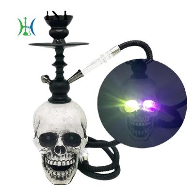 China Brand New Rechargeable Skull Hookah Set Hookah With LED Light Rechargeable Black Custom Personalized Hookah for sale