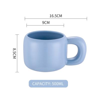 China Custom Viable Nordic Style 500ml Single Pump Colored Ins Ceramic Tea Cup Set Cup 4 Cup for sale