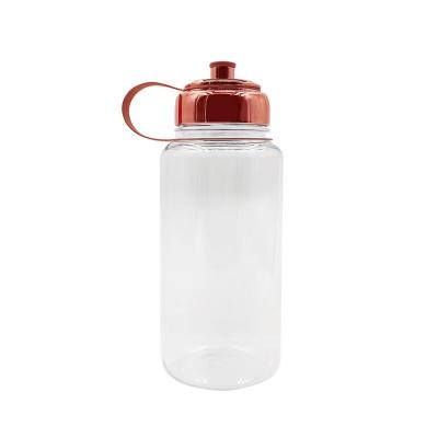 China 1000ML Large Capacity PS Viable Portable Plastic Sports Water Bottle With Custom Logo Lid With Handle With Electroplate For Outdoor Gym for sale