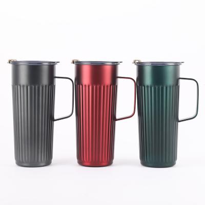 China PORTABLE 304 Stainless Steel Double Wall Thermos Office Cup Vacuum Flask Single Bottle 500ml With Handle Lid Business Gift Coffee Drink for sale