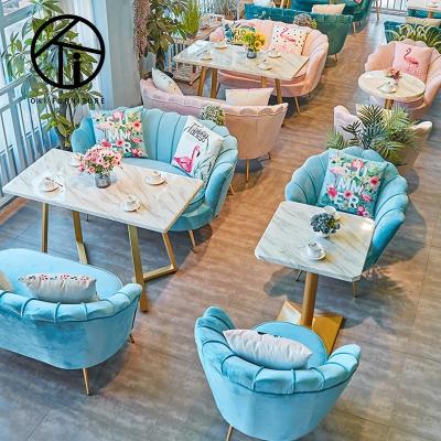 China Luxury Elegent Appearance Restaurant Cafe Furniture Leather Armchair Dining Table Chairs Velvet Sofa Set Restaurant Furniture for sale