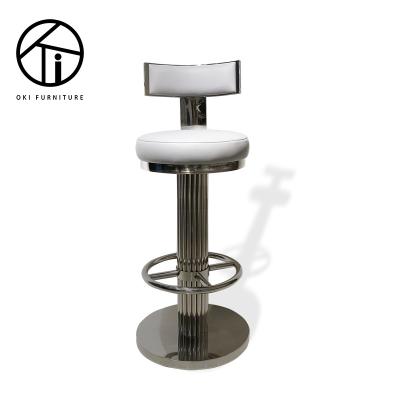 China New Arrival Customized Elegent Appearance Velvet Mannequin Stainless Steel Metal Frame Chair Bar Stools Silver Metallic Chair for sale