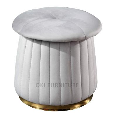 China Bedroom Bench Stool Round Flannel Stool Net Red Stool Home French Dressing Room Light Luxury Cute Small Stool for sale