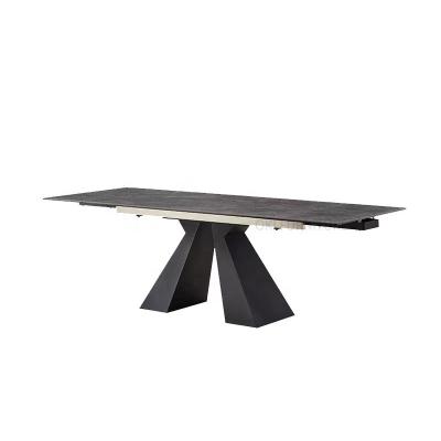 中国 Main X Adjustable Modern Home Black Slate Stone Dining Table Legs Metal Iron Space Saving Furniture Extendable Dining Table (Other) 販売のため