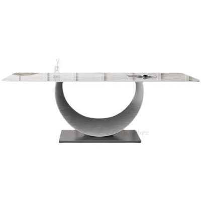 中国 (Others) Creative Custom Slate Base Stainless Steel Slate Base Adjustable Modern Minimalist Modern Minimalist Dining Marble Top Dining Table And Chair 販売のため