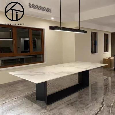 China Home Kitchen Use Large Marble Table (Other) Large Rectangle Shape Adjustable Straight Modern Classical Modern Meeting Dining Table for sale