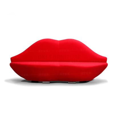 China Red lips beauty pattern fabric sofa hotel show room two seat sofa set (the other) fashion adjustable creative sofa for sale