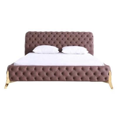 China (Other) California King Adjustable Modern Leather Bed 1.8m Double Bed Solid Wood Fabric Cloth Double Bed Large Button Design Te koop