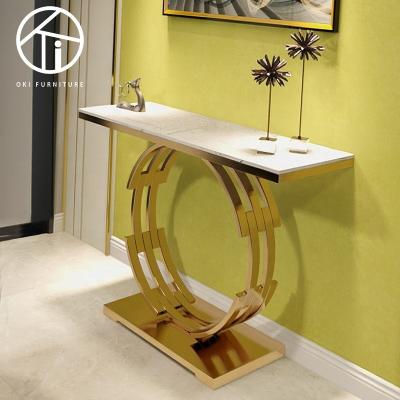 中国 Long simple luxury round marble wall adjustable modern marble wall porch hallway table console(other) 販売のため