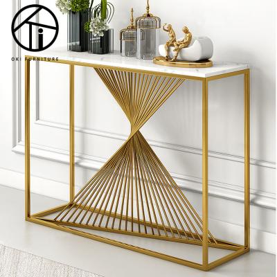 China Luxury Unique High Quality Modern Marble Gold Hallway Stainless Steel Marble Top Console Table (Other) Classic Furniture Adjustable à venda