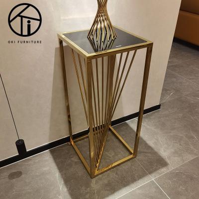 China Elegent Appearance Indoor Metal Shelf Tall Flower Stand Wedding Iron Gold Display Designs Planter Potted Plant Flower Stand zu verkaufen