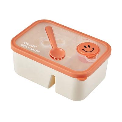 China Reusable Leak-proof plastic convenient lunch box with knife and fork single-layer lunch box can be put microwave fresh-keeping lunch box for sale