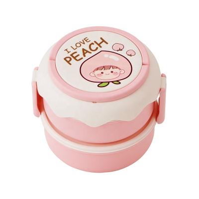 China All Round Kids Cartoon Student Lunchbox Plastic Bento Box Microwave Dishwasher Safe Eco Cute for sale