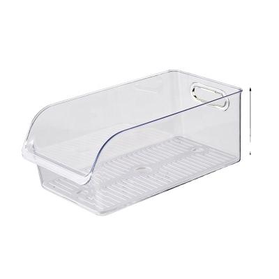 China Steamable Wholesale Clear Stackable Plastic Refrigerator Organizer Bins For Food Storage Bins With Handles for sale