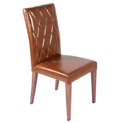 China Heavy Duty PU Leather Vinyl Wood Look Finished Luxury French Dining Chair Restaurant Chair Resort Chair for sale