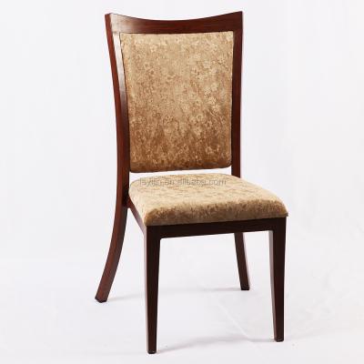 China Contemporary Assisted Living Look Aluminum Wood Hotel Dining Chair Luxury Restaurant Cafe Chair for sale