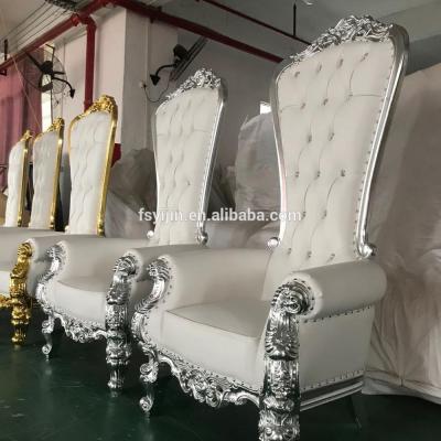 China Contemporary White Silver Lion King Throne Chairs Bride And Groom Chair for sale