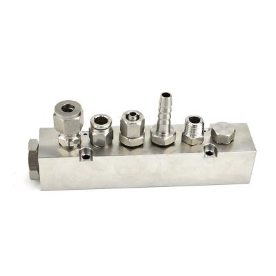 China Connect Valve or Quick Coulper Made in China Simonee Stainless Steel Manifold CNC Air Block Many Choice Connected Ways for sale