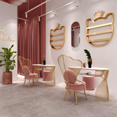 China Modern Pink Simple Beauty Salon Manicure Table And Chair Double Set Nail Station Furniture for sale