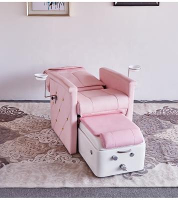 China Pedicure Spa Chair For Sale Foshan Factory Hot Selling Foshan Factory Hot Selling Large Nail Salon Rose Foot Massage Spa Modern Cheap Luxury Pedicure Chair With Sink for sale