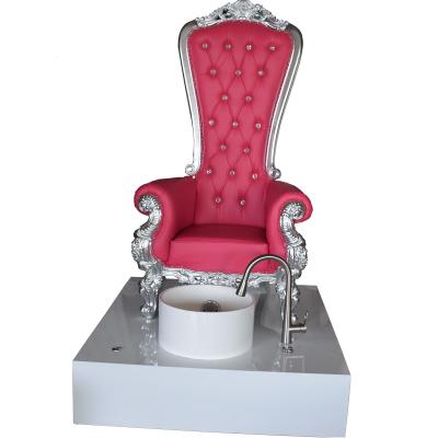 China Modern Luxury Red Princess Footsie Bath Spa Manicure Pedicure Chair With Bowl for sale