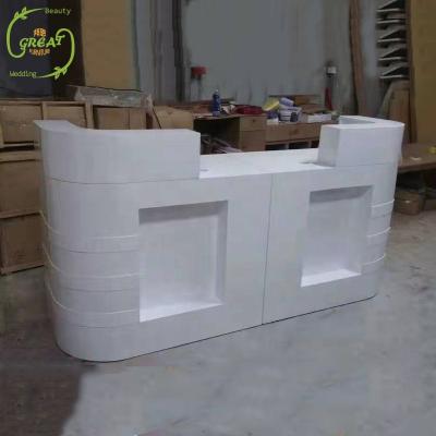 China Foshan Large Hotel Front Desk Factory Hot Sale Cheap Modern White Salon&Office&Hotel Reception for sale