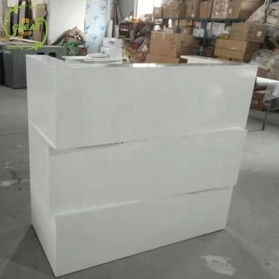 China Foshan Large Reception Desk Foshan Modern White Cheap Modern Used Office Desk Reception Desk Factory Hot Sale With Light For Sale for sale