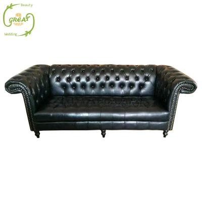 China Large Black Beauty Salon Sofa Foshan Factory Cheap Modern Black Beauty Salon Waiting Sofa For Sale for sale