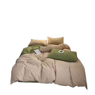 China 2023 New product launch customizable 100% Cotton AB Version Beige and Olive bedding bed sheet set A12 for sale