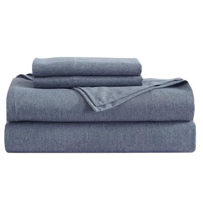 China Simple 4 pieces Super Soft easy care Denim color polyester Cashmere Bed Sheet Set for sale