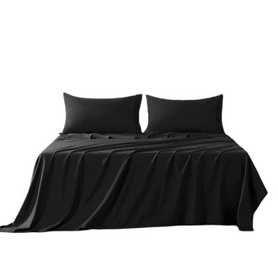 China Simple hotel 4 pieces easy care black polyester bed sheet set for sale