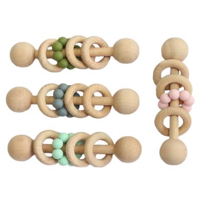 China Heybabee Wooden Montessori Styled Baby Non-Toxic Organic Rattle Grabbing Teething Toy For Toddlers Natural Toys for sale