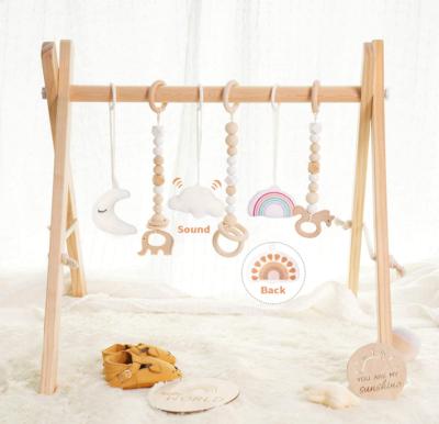 China Wooden Baby Play Gym Handmade No Hanging Play Bar Baby Toy 6 Foldable Activity Gym Frame Gym Toys for sale