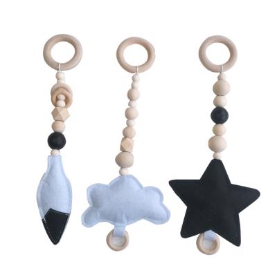 China Heybabee Non-Toxic Customized Wooden Beads Teethers Toys Baby Felt Rattle Hanging Toy for Wooden Activity Gym for sale