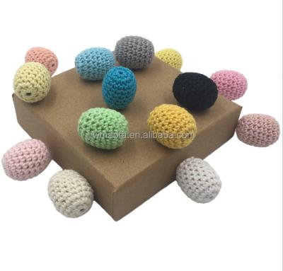 China Wholesale Eco-friendly Handmade Kids Gift Cotton Yarn Crochet Ball Bead For Baby Teether Toys for sale