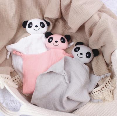 China Wholesale Natural Eco-Friendly Personalized Safety Lovely Organic Muslin Baby Comforter Covering Toy Panda for sale