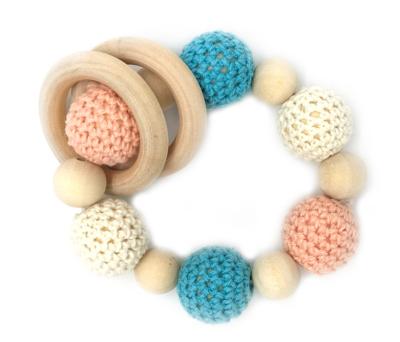 China Wholesales Non-Toxic Custom Crochet Baby Wooden Beads Teether Kids Chewable Bracelet Teething Toys for sale