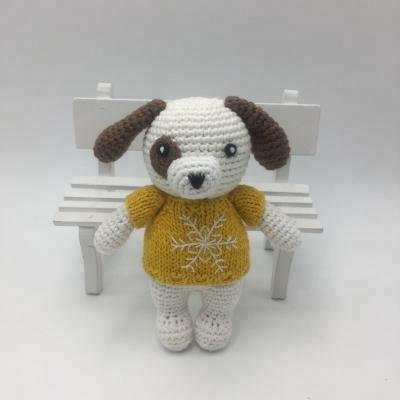 China Wholesales Handmade Baby Amigurumi Crochet Stuffed Toys 100% Cotton Yarn Handmade Organic Knitted Dog Toys for sale